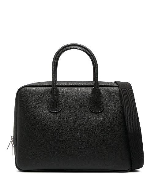 grained-texture leather laptop bag by VALEXTRA