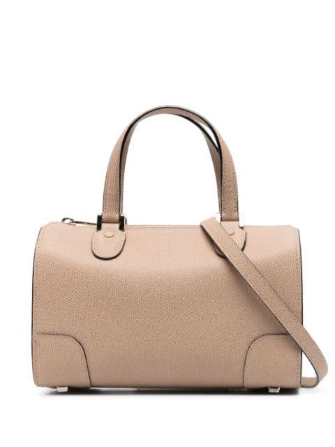 grained-texture leather tote bag by VALEXTRA