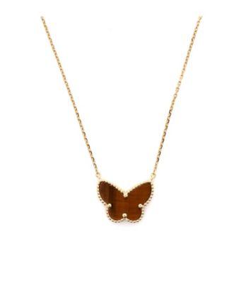 Lucky Alhambra Butterfly Pendant Necklace 18K Gold and Tiger Eye by  VAN CLEEF&ARPELS