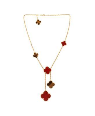 Magic Alhambra 6 Motifs Necklace 18K Gold with Carnelian and Tigers's Eye by  VAN CLEEF&ARPELS