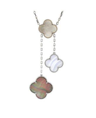 Magic Alhambra 6 Motifs Necklace 18K White Gold with Mother of Pearl and Chalcedony by  VAN CLEEF&ARPELS