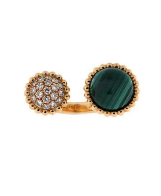 Perlee Couleurs Between the Finger Ring 18K Gold with Malachite and Diamonds by  VAN CLEEF&ARPELS
