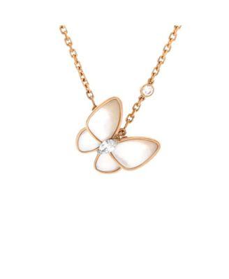 Two Butterfly Pendant Necklace 18K Rose Gold with Mother of Pearl and Diamonds by  VAN CLEEF&ARPELS