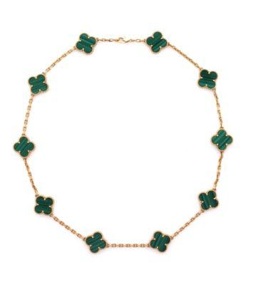 Vintage Alhambra 10 Motifs Necklace 18K Gold and Malachite by VAN CLEEF&ARPELS Vintage Alhambra 10 Motifs Necklace 18K Gold and Malachite by VAN CLEEF&ARPELS
