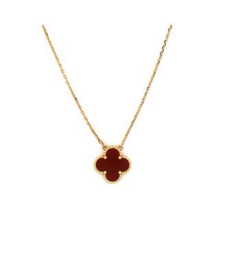 Vintage Alhambra Pendant Necklace 18K Gold and Carnelian by  VAN CLEEF&ARPELS