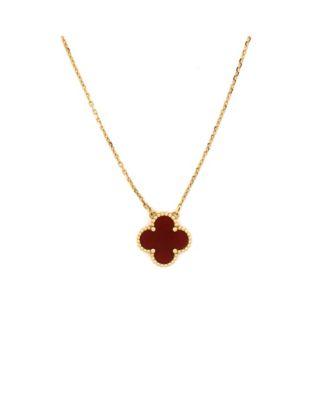 Vintage Alhambra Pendant Necklace 18K Gold and Carnelian by  VAN CLEEF&ARPELS