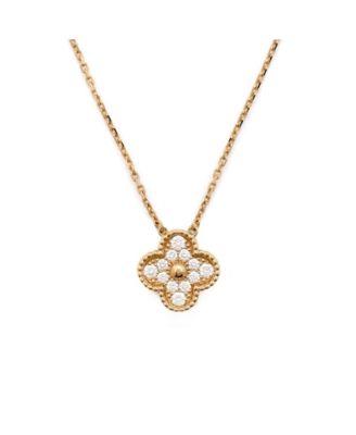 Vintage Alhambra Pendant Necklace 18K Gold and Diamonds by  VAN CLEEF&ARPELS