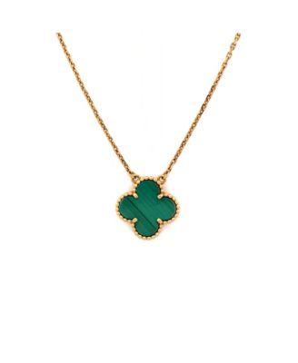 Vintage Alhambra Pendant Necklace 18K Gold and Malachite by  VAN CLEEF&ARPELS