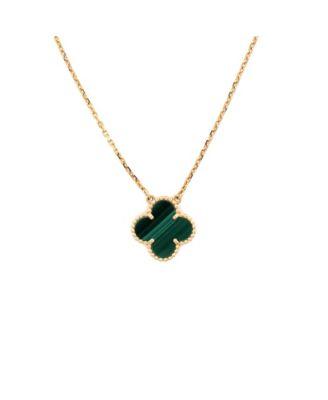 Vintage Alhambra Pendant Necklace 18K Gold and Malachite by  VAN CLEEF&ARPELS