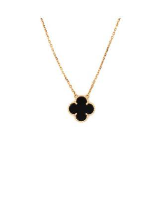 Vintage Alhambra Pendant Necklace 18K Gold and Onyx by  VAN CLEEF&ARPELS