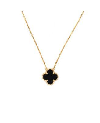 Vintage Alhambra Pendant Necklace 18K Gold and Onyx by  VAN CLEEF&ARPELS