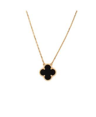 Vintage Alhambra Pendant Necklace 18K Gold and Onyx by  VAN CLEEF&ARPELS