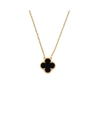 Vintage Alhambra Pendant Necklace 18K Gold and Onyx by  VAN CLEEF&ARPELS