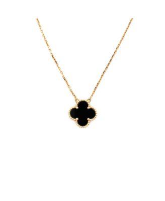 Vintage Alhambra Pendant Necklace 18K Gold and Onyx by  VAN CLEEF&ARPELS
