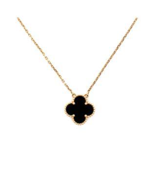 Vintage Alhambra Pendant Necklace 18K Gold and Onyx by  VAN CLEEF&ARPELS