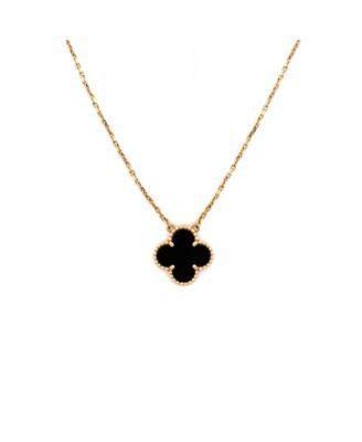 Vintage Alhambra Pendant Necklace 18K Gold and Onyx by  VAN CLEEF&ARPELS