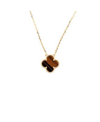 Vintage Alhambra Pendant Necklace 18K Gold and Tiger Eye by  VAN CLEEF&ARPELS