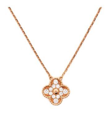 Vintage Alhambra Pendant Necklace 18K Rose Gold and Diamonds by VAN CLEEF&ARPELS Vintage Alhambra Pendant Necklace 18K Rose Gold and Diamonds by VAN CLEEF&ARPELS