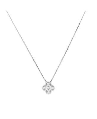 Vintage Alhambra Pendant Necklace 18K White Gold and Diamonds by  VAN CLEEF&ARPELS