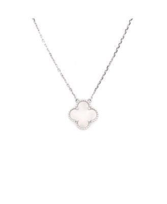 Vintage Alhambra Pendant Necklace 18K White Gold and Mother of Pearl by  VAN CLEEF&ARPELS