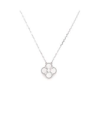 Vintage Alhambra Pendant Necklace Guilloche 18K White Gold with Diamond by  VAN CLEEF&ARPELS