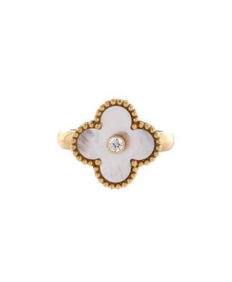 Vintage Alhambra Ring 18K Gold with Mother of Pearl and Diamond by  VAN CLEEF&ARPELS
