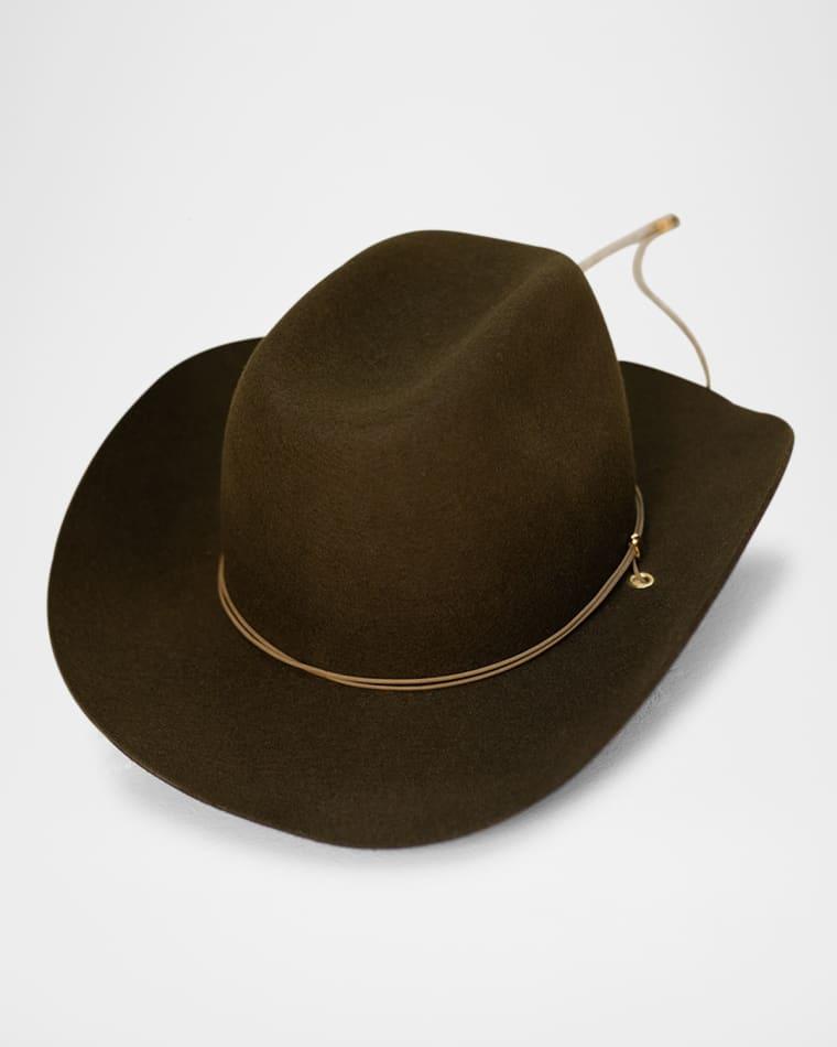 Ezra Felt Cowboy Hat With Brass Accents by VAN PALMA