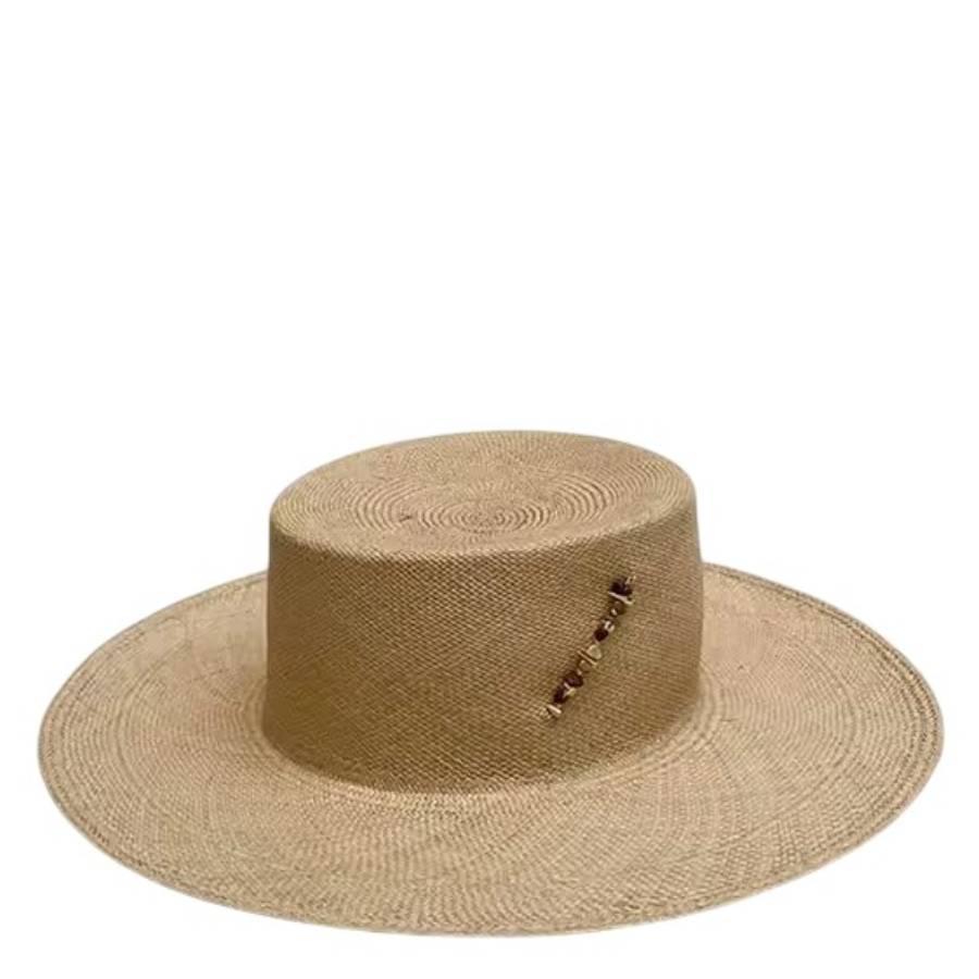 Van Palma Beige Alba Straw Large Brim Sun Hat by VAN PALMA