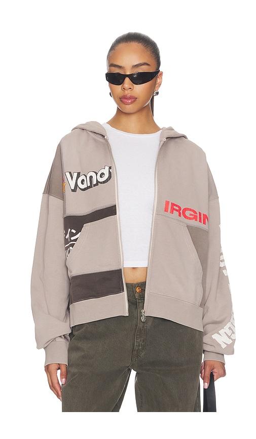 VANDYTHEPINK Paneled Zip Up Hoodie in Grey by VANDYTHEPINK