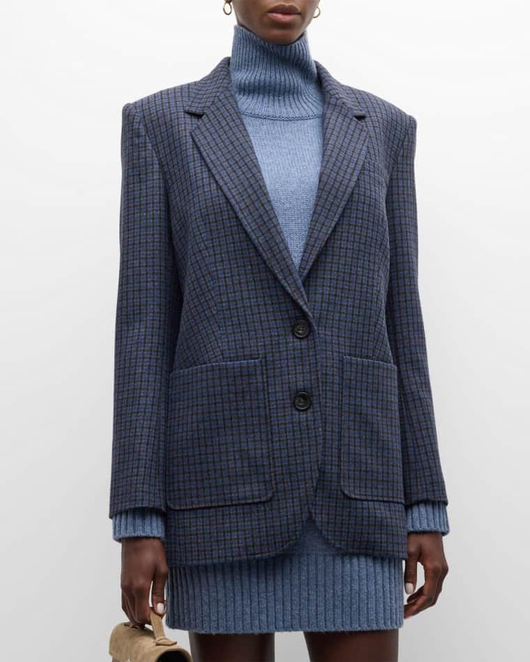 Bradley Single-Breasted Check Blazer by VANESSA BRUNO Bradley Single-Breasted Check Blazer by VANESSA BRUNO