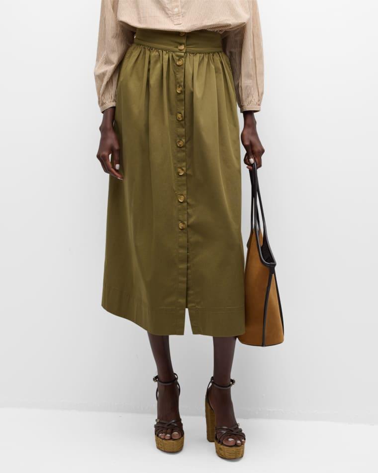Darja Ruched Button-Front Midi Skirt by VANESSA BRUNO