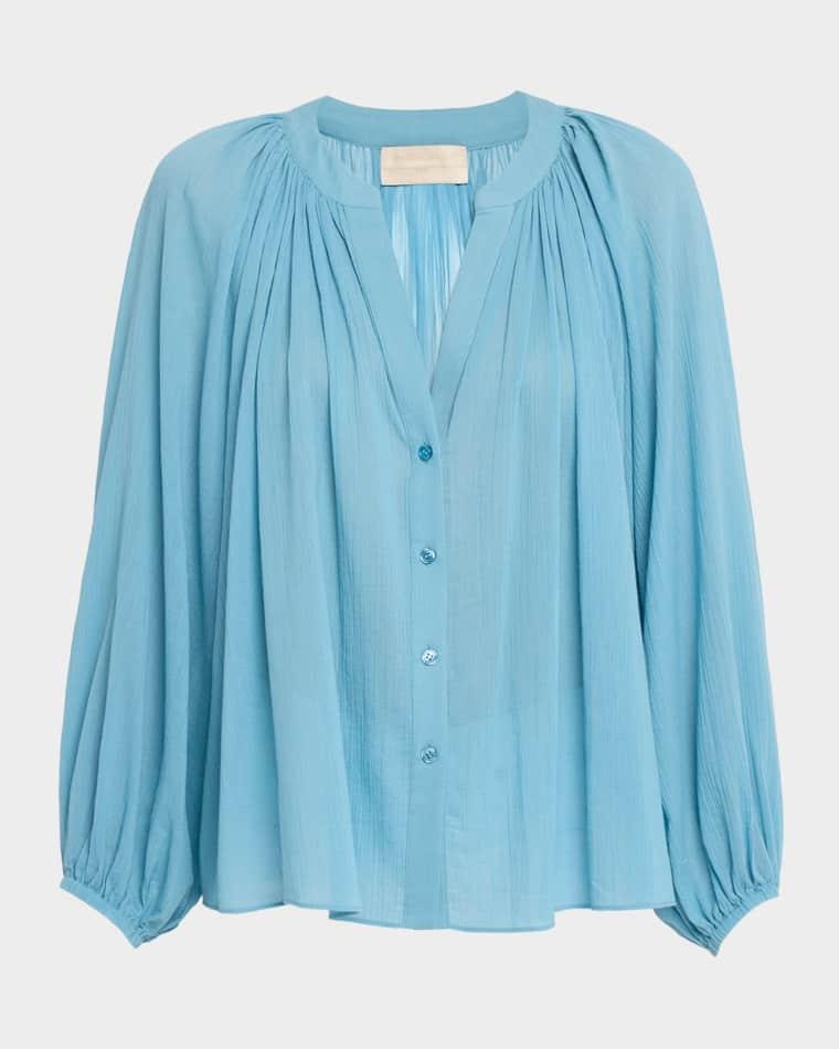 Edme Ruched Cotton Blouse by VANESSA BRUNO