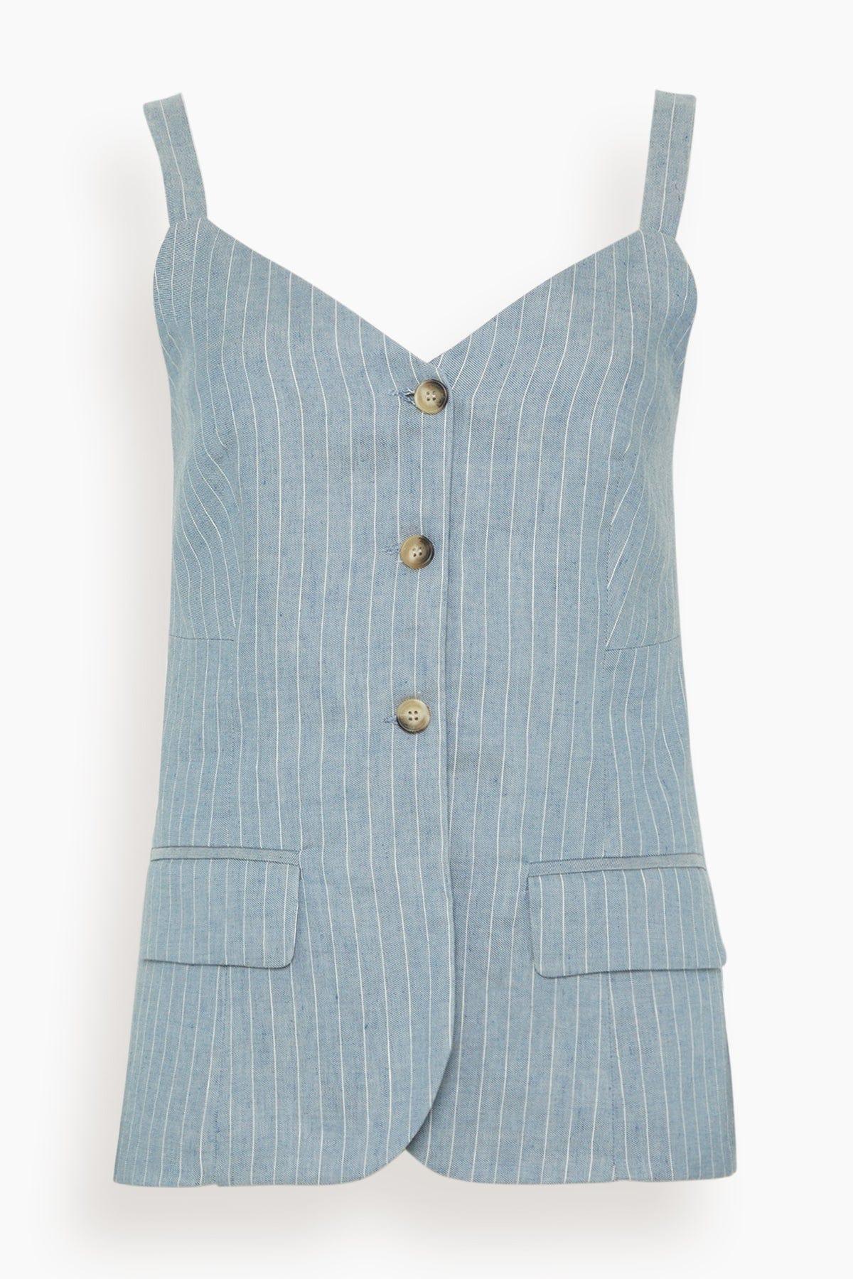 Elai Top in Blanc/Bleu by VANESSA BRUNO