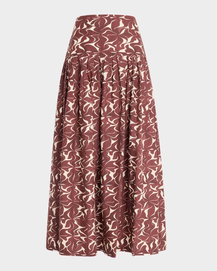 Elysee Pleated Abstract-Print Maxi Skirt by VANESSA BRUNO Elysee Pleated Abstract-Print Maxi Skirt by VANESSA BRUNO
