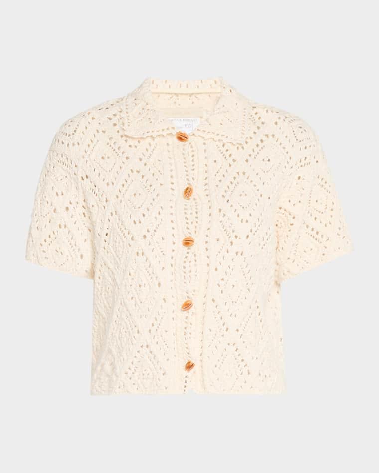 Emarya Pointelle-Knit Cotton Cardigan by VANESSA BRUNO Emarya Pointelle-Knit Cotton Cardigan by VANESSA BRUNO