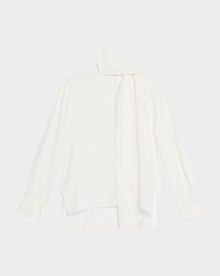 Esteban Neck-Scarf Long-Sleeve Silk Top by VANESSA BRUNO