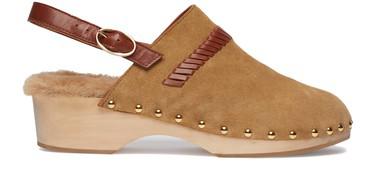 Leather clogs with faux fur by VANESSA BRUNO