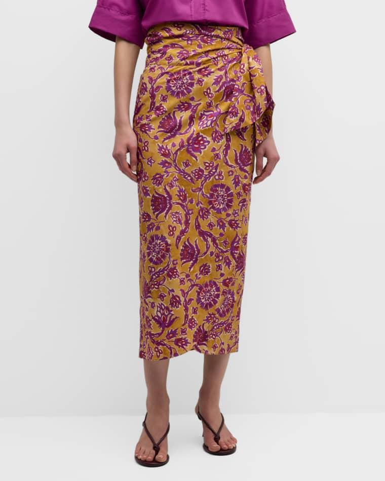 Nesly Floral-Print Straight Midi Wrap Skirt by VANESSA BRUNO