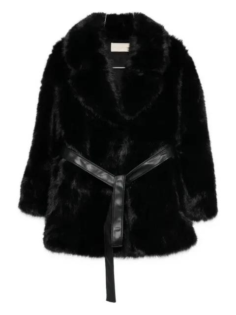 belted faux fur jacket by VANESSA BRUNO
