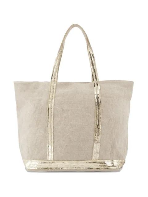 large Cabas sequin-embellished linen tote bag by VANESSA BRUNO