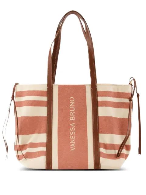 striped leather-trimmed tote bag by VANESSA BRUNO