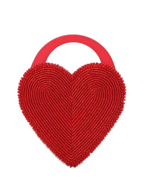 Reine de Coeur beaded heart clutch bag by VANINA