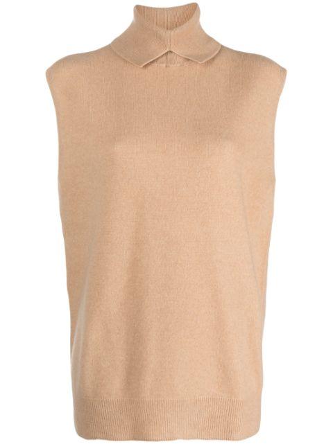 roll neck sleeveless cashmere top by VANISE