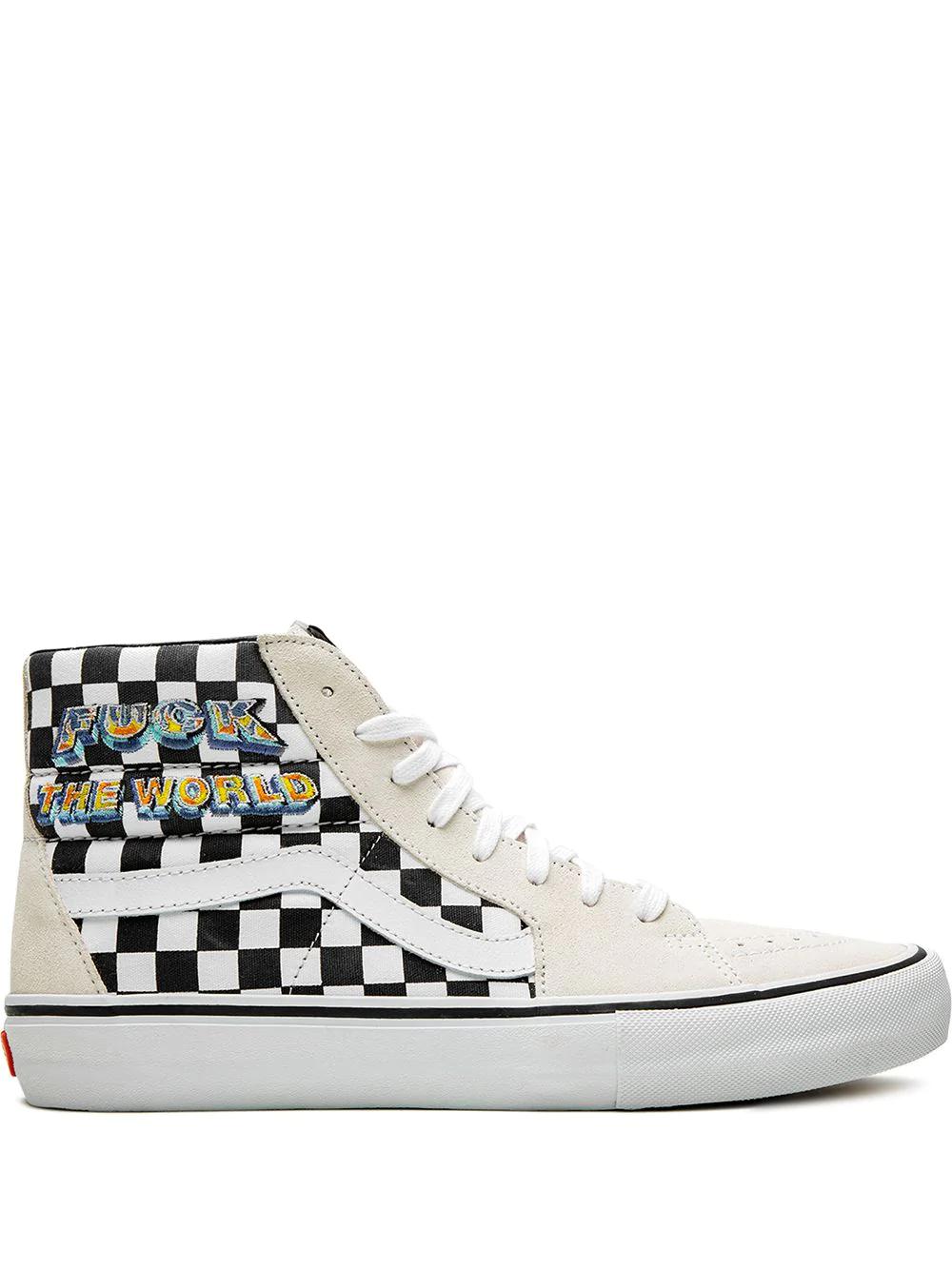 x Supreme Sk8-Hi Pro "F*ck The World - Checkerboard" sneakers by VANS