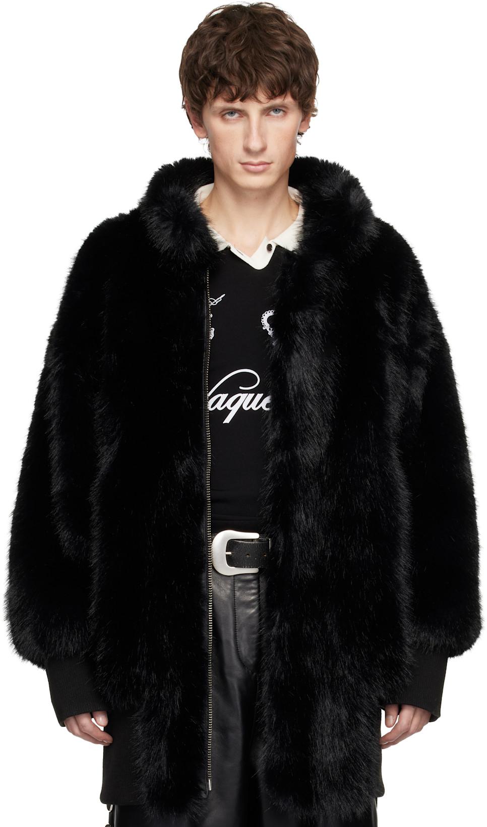Black Faux-Fur Bomber Coat by VAQUERA Black Faux-Fur Bomber Coat by VAQUERA