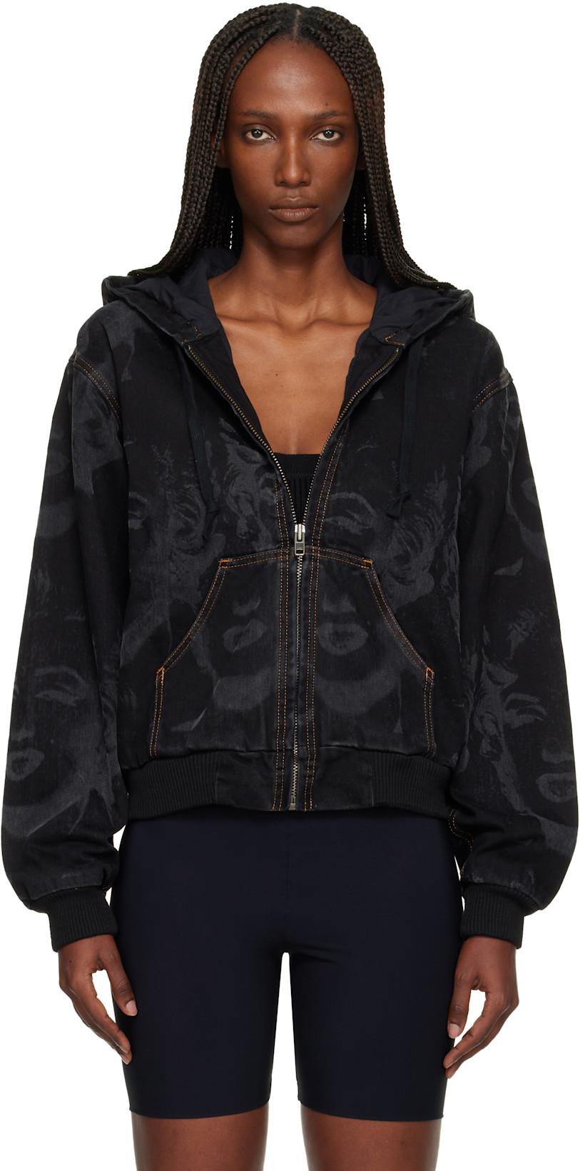 Black Marilyn Workwear Denim Jacket by VAQUERA