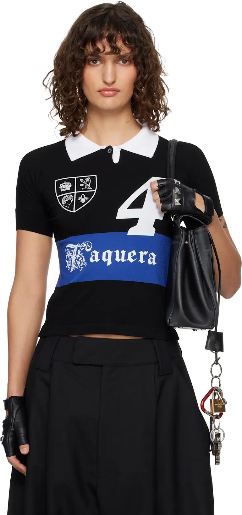 Black Striped Polo by VAQUERA