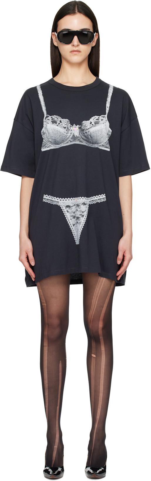 Black Trompe L'Oeil Tall Tee Minidress by VAQUERA Black Trompe L'Oeil Tall Tee Minidress by VAQUERA