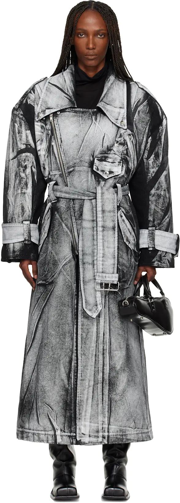 Black & White Painted Workwear Trench Coat by VAQUERA