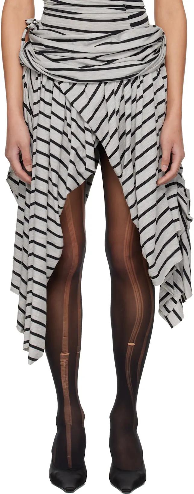 Gray & Black Striped Jersey Miniskirt by VAQUERA